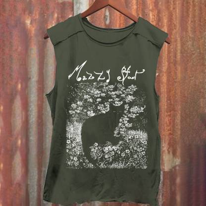 Unisex Vintage Washed  Mazzy Star Band Tank Top