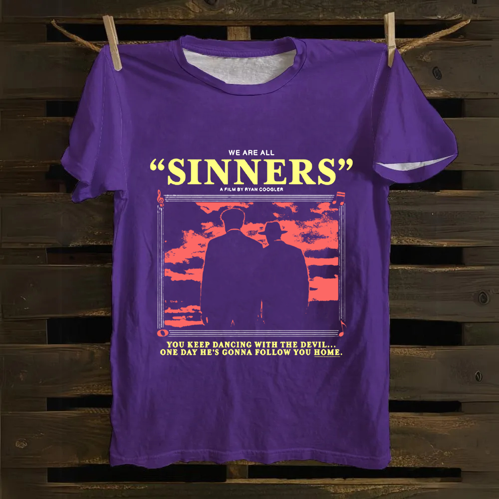 Unisex Vintage Sinners Horror Movie Cotton T-Shirt