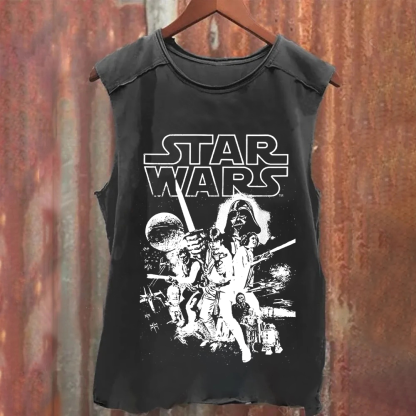 Unisex Vintage Washed  Star Wars Movie Tank Top