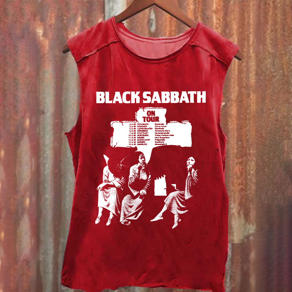Unisex Vintage Washed  Black Sabbath Band Tank Top