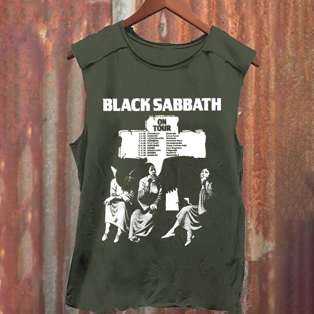 Unisex Vintage Washed  Black Sabbath Band Tank Top