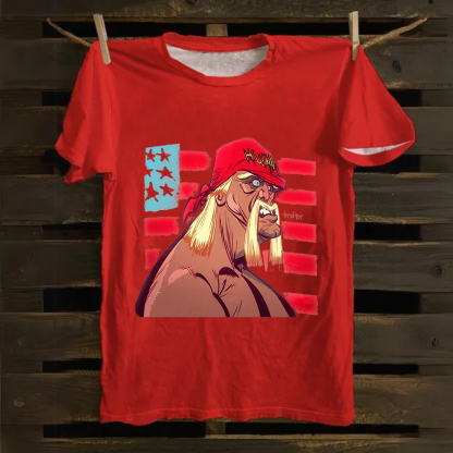 Unisex Vintage   Wrestling WWE Hulk Hogan Real American Cotton T-Shirt