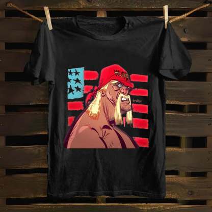 Unisex Vintage   Wrestling WWE Hulk Hogan Real American Cotton T-Shirt