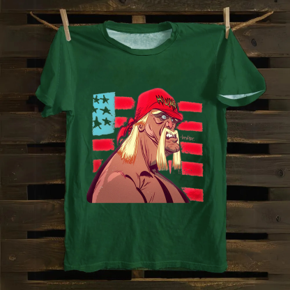 Unisex Vintage   Wrestling WWE Hulk Hogan Real American Cotton T-Shirt