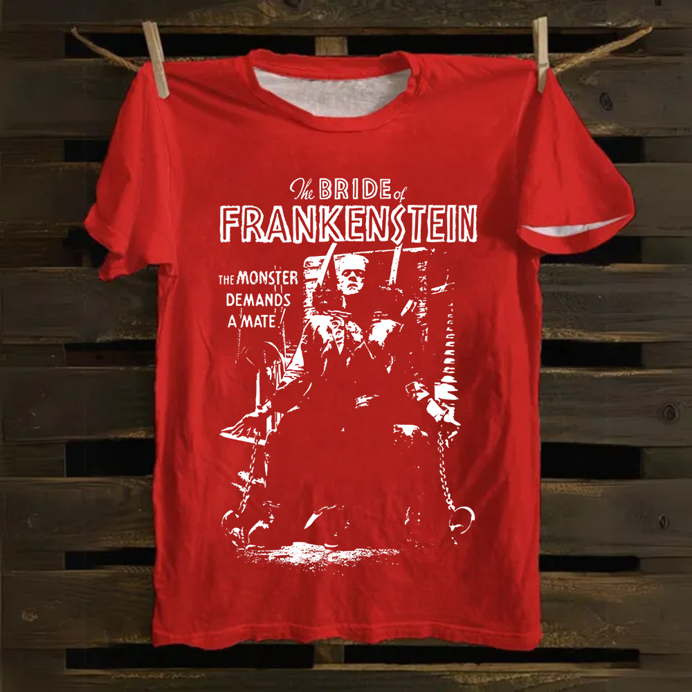 Unisex Vintage Bride of Frankenstein Horror Movie Cotton T-Shirt