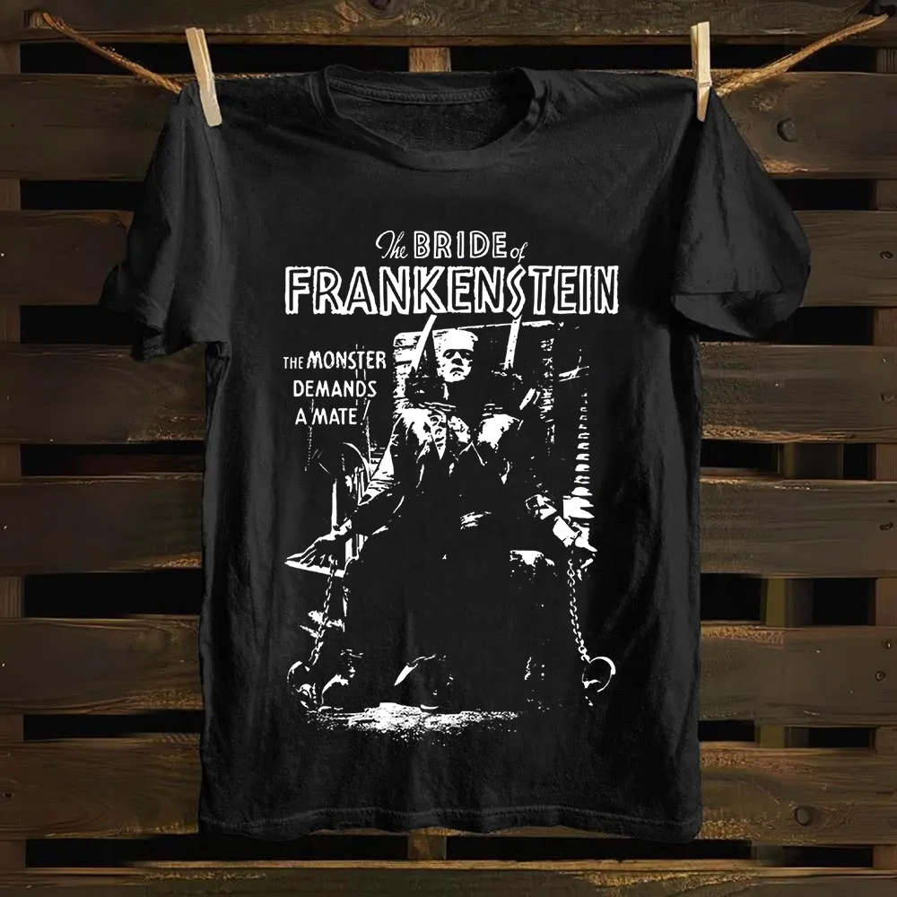 Unisex Vintage Bride of Frankenstein Horror Movie Cotton T-Shirt