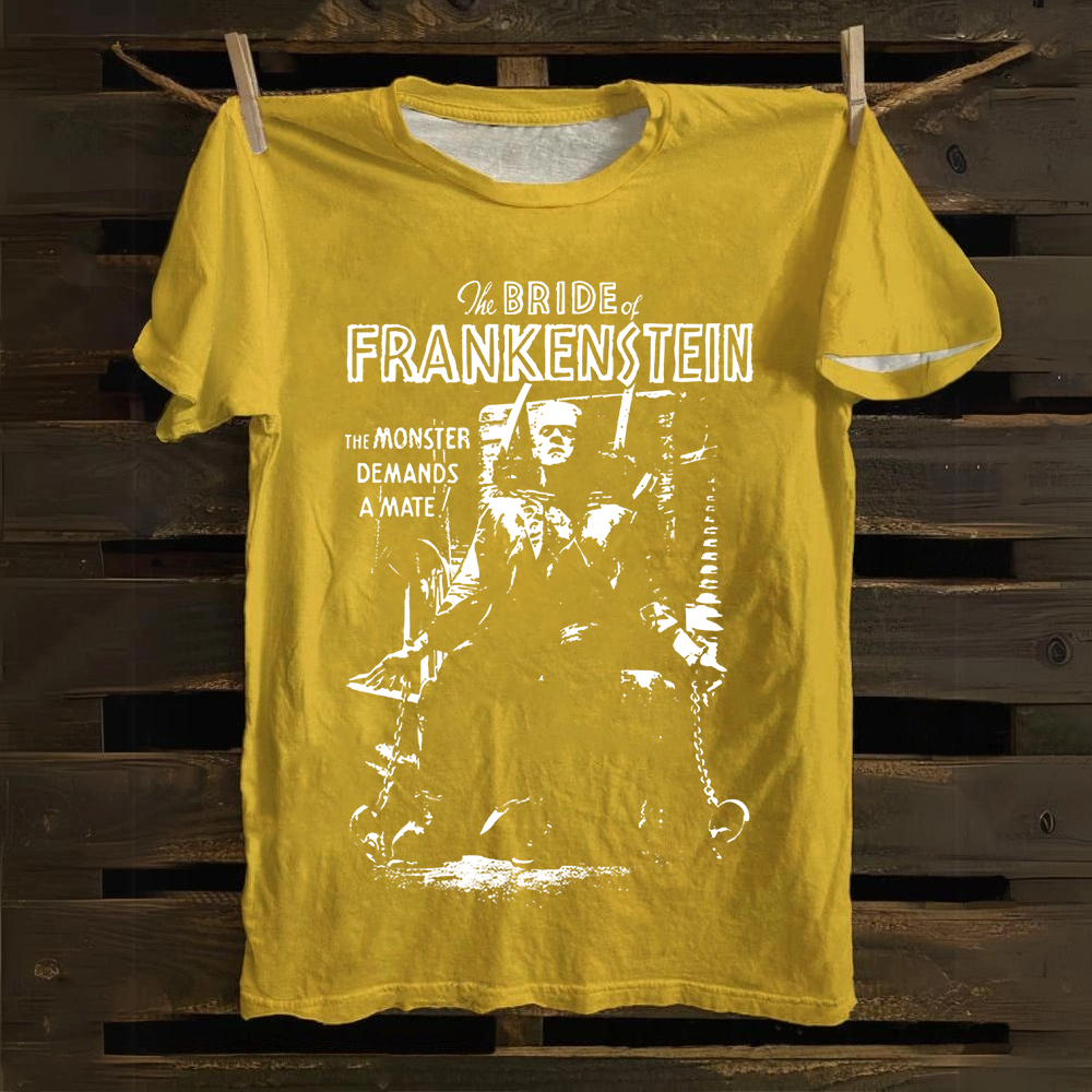 Unisex Vintage Bride of Frankenstein Horror Movie Cotton T-Shirt