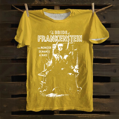 Unisex Vintage Bride of Frankenstein Horror Movie Cotton T-Shirt