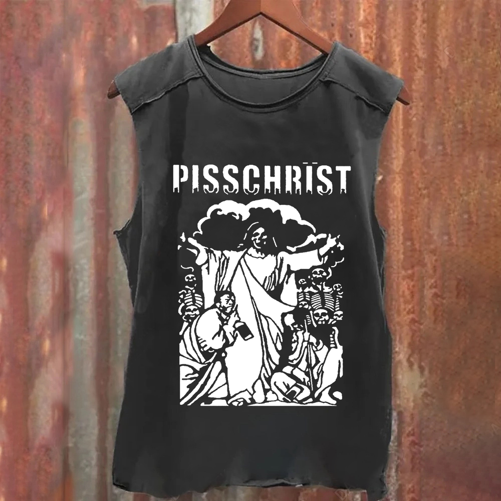Unisex Vintage Washed Pisschrist Band Tank Top