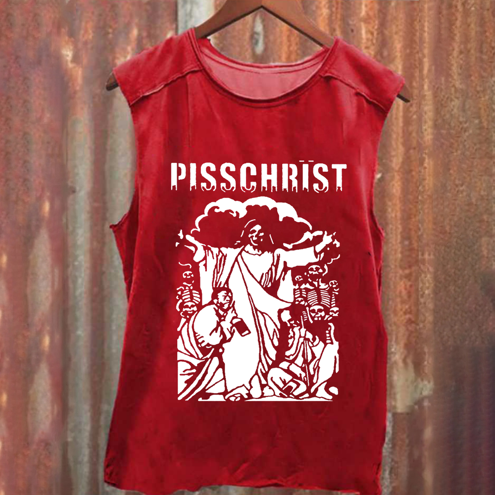 Unisex Vintage Washed Pisschrist Band Tank Top