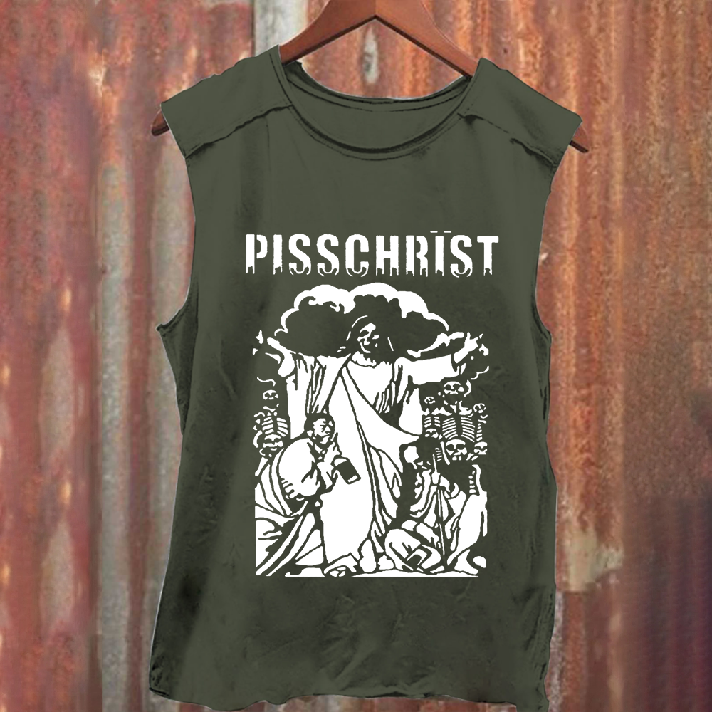 Unisex Vintage Washed Pisschrist Band Tank Top