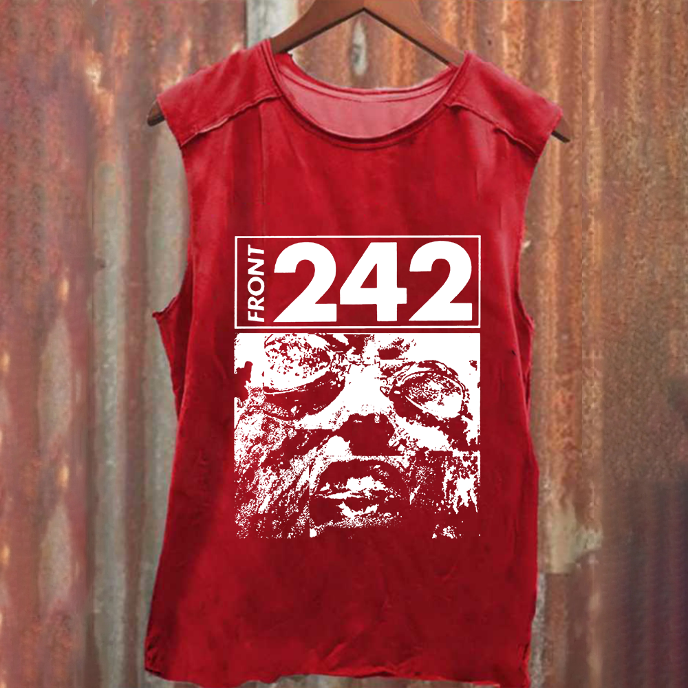 Unisex Vintage Washed  Front 242 Rock Band Tank Top