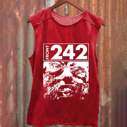 Unisex Vintage Washed  Front 242 Rock Band Tank Top