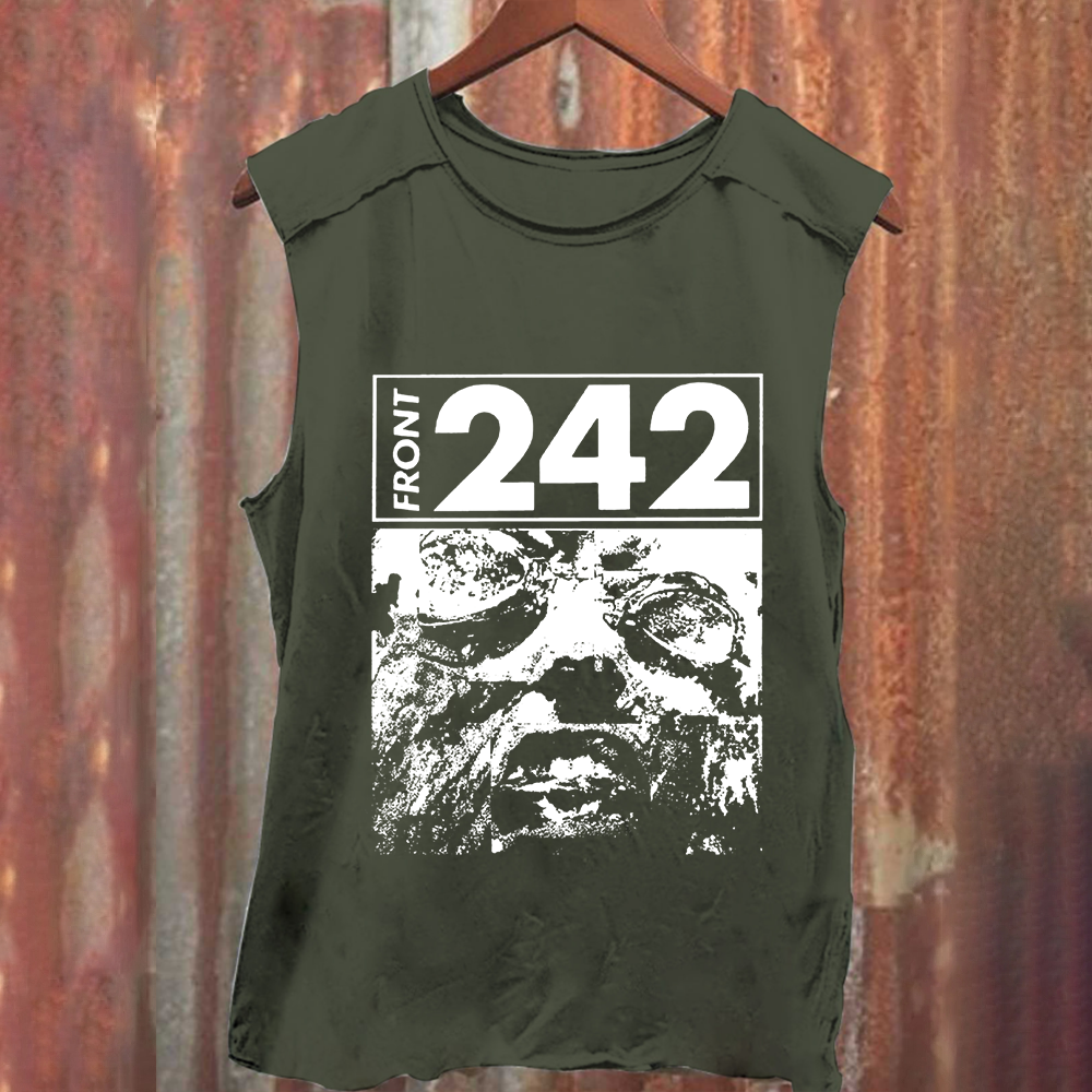 Unisex Vintage Washed  Front 242 Rock Band Tank Top