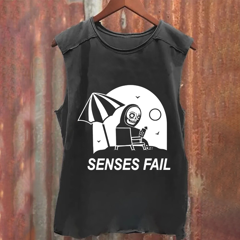 Unisex Vintage Washed Senses Fail Band  Tank Top