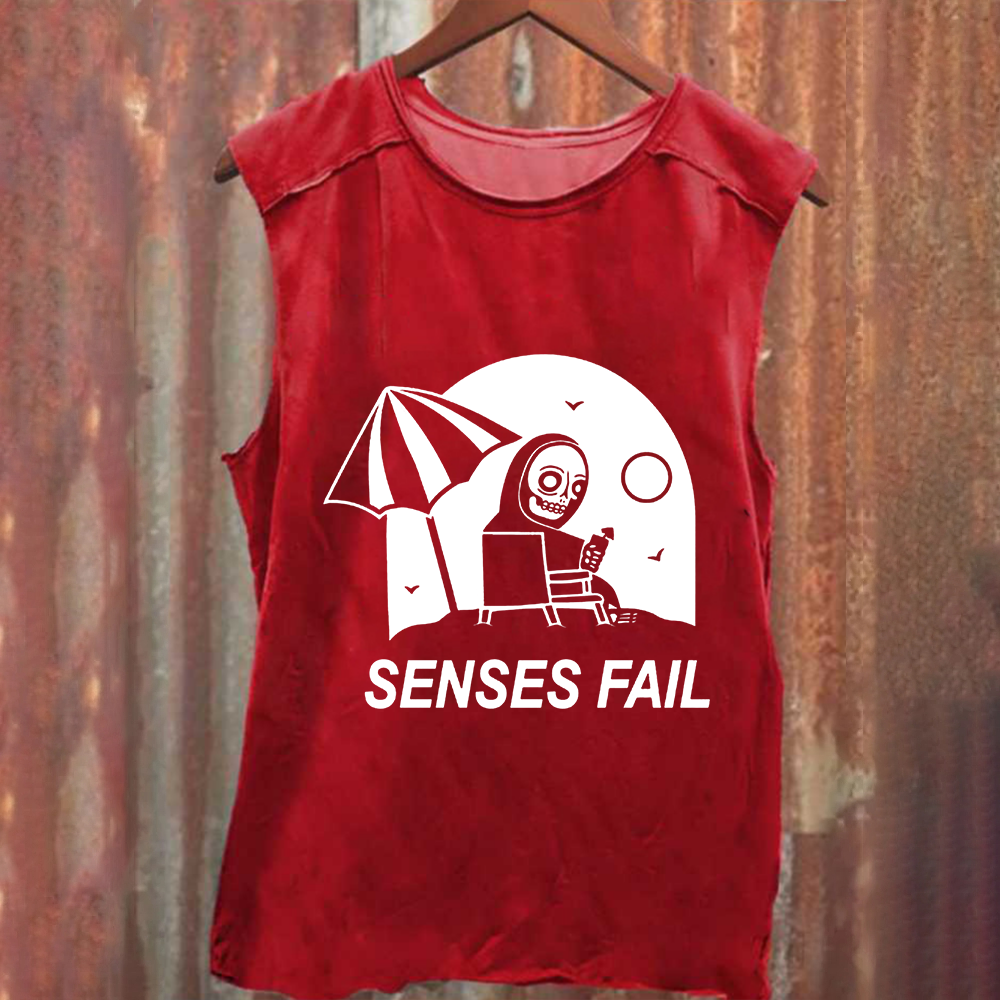 Unisex Vintage Washed Senses Fail Band  Tank Top