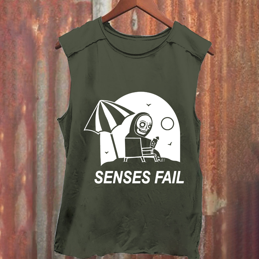 Unisex Vintage Washed Senses Fail Band  Tank Top
