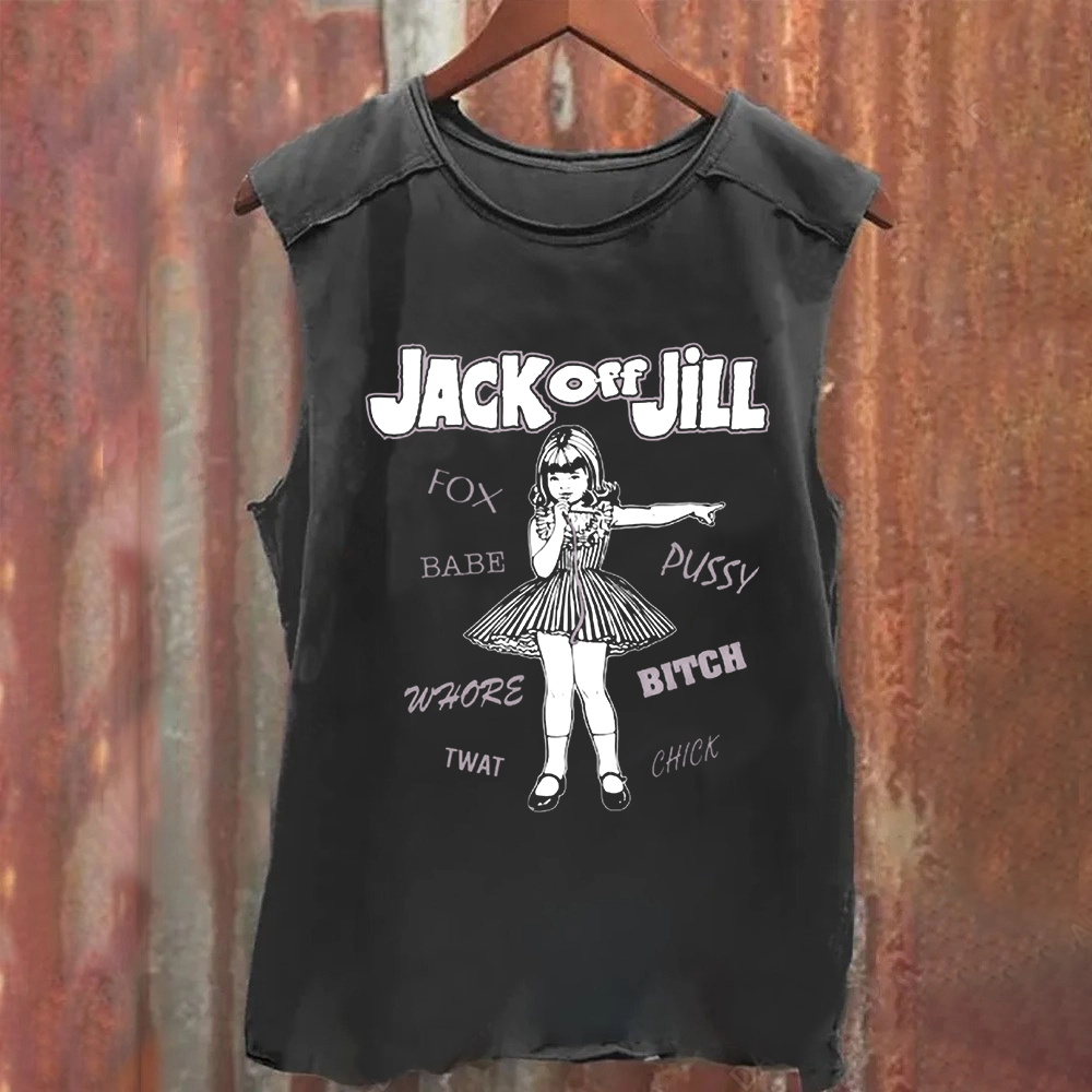 Unisex Vintage Washed Jack Off Jill Band Tank Top