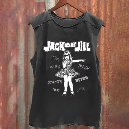 Unisex Vintage Washed Jack Off Jill Band Tank Top