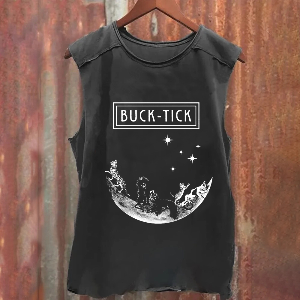 Unisex Vintage Washed Buck-Tick Band  Tank Top