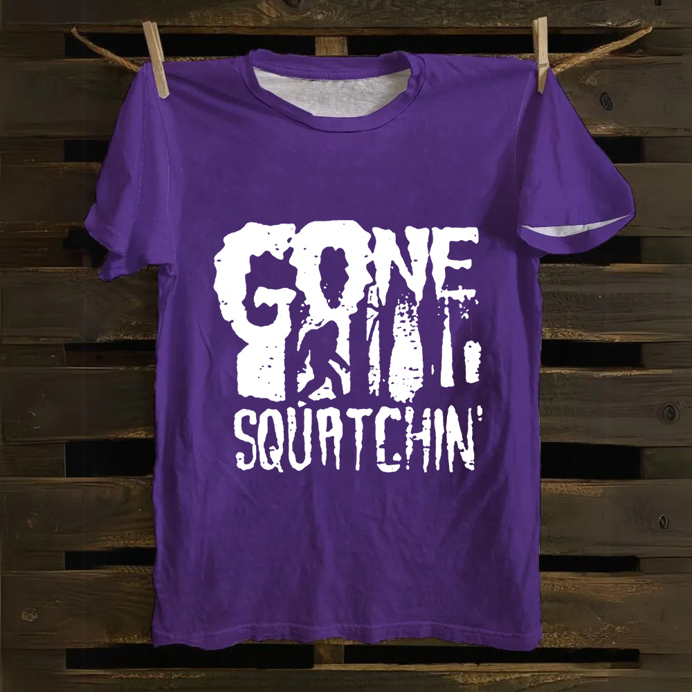 Unisex Vintage Gone Squatching Funny Big Foot Cotton T-Shirt