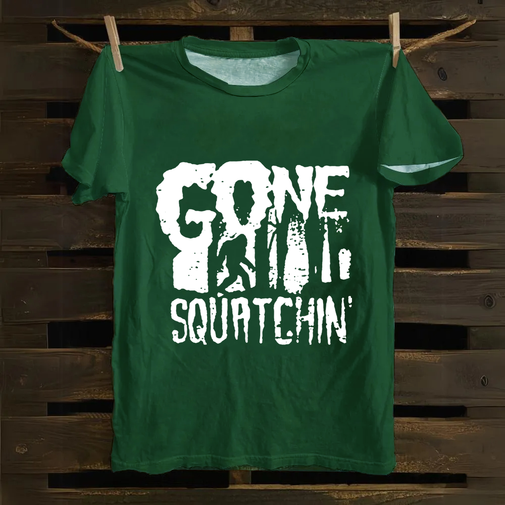 Unisex Vintage Gone Squatching Funny Big Foot Cotton T-Shirt