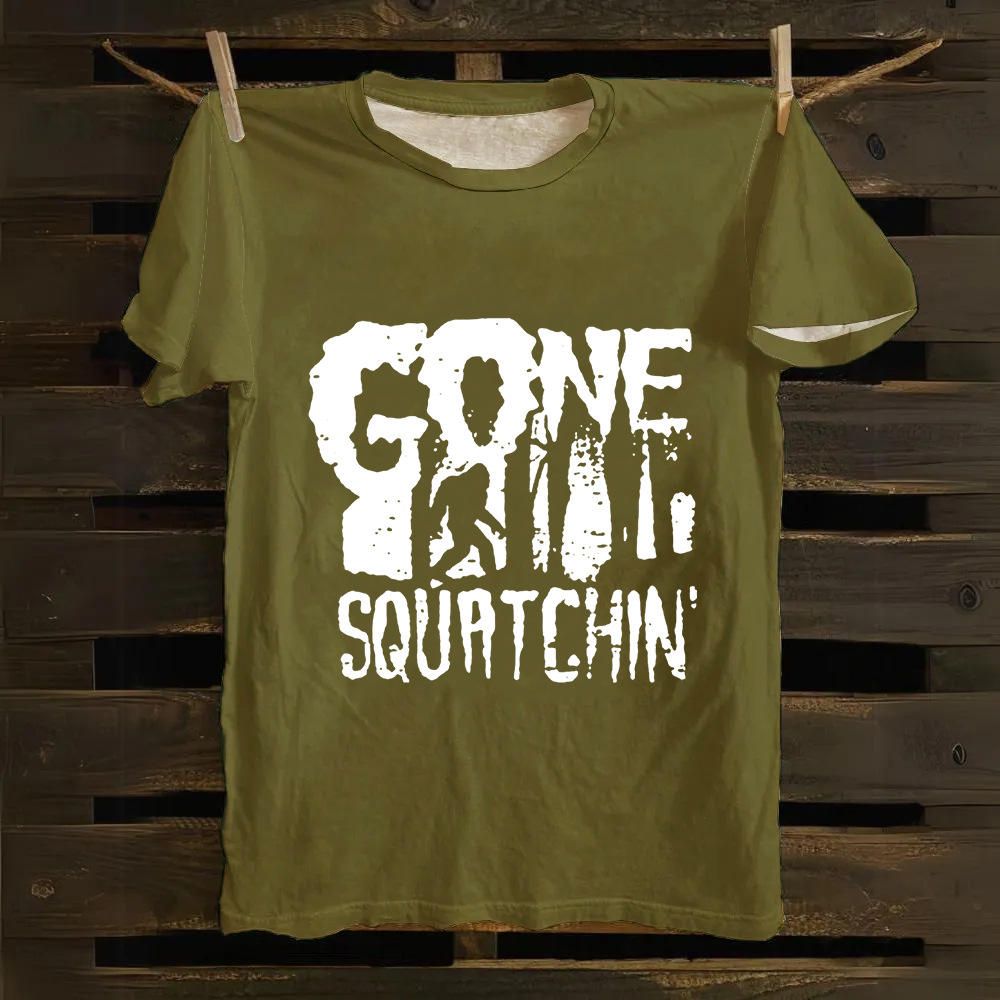 Unisex Vintage Gone Squatching Funny Big Foot Cotton T-Shirt