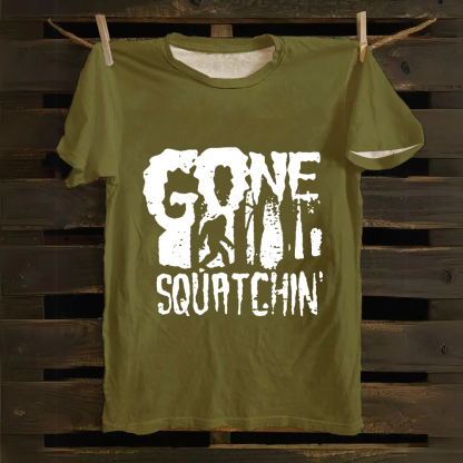 Unisex Vintage Gone Squatching Funny Big Foot Cotton T-Shirt