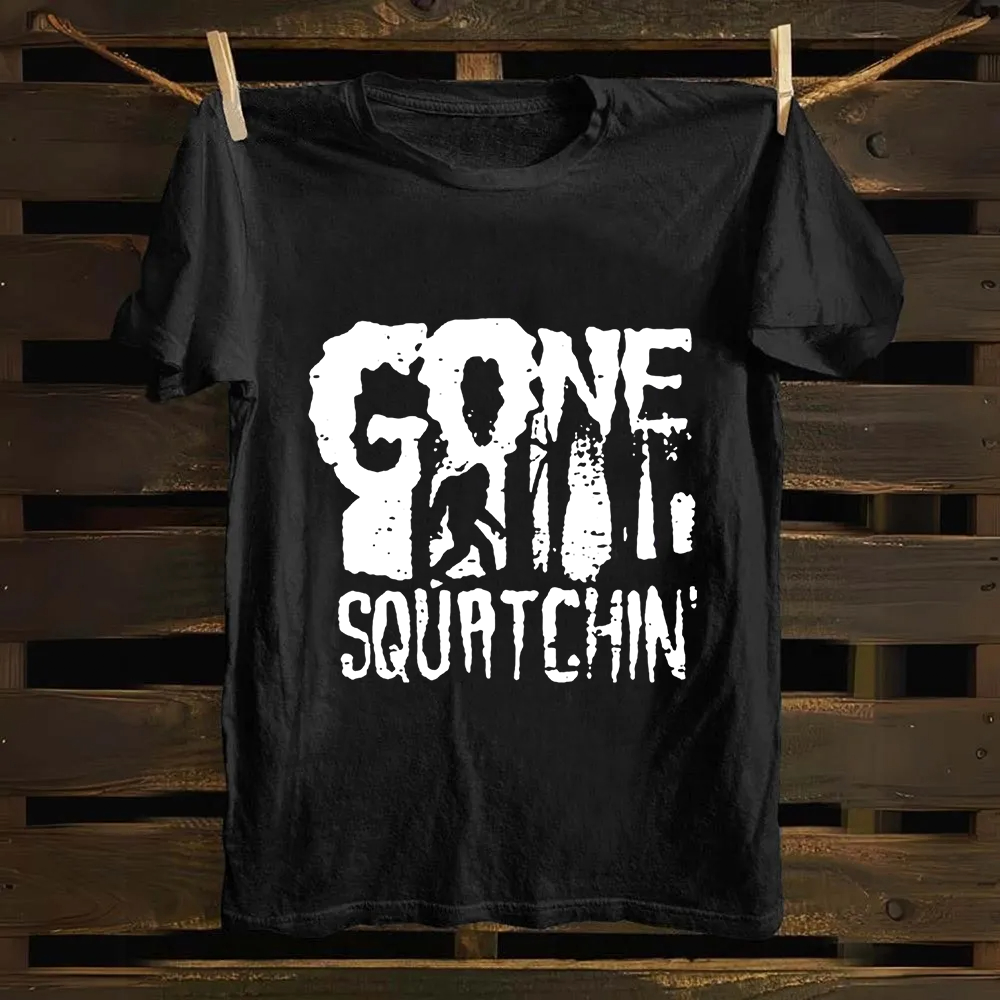 Unisex Vintage Gone Squatching Funny Big Foot Cotton T-Shirt