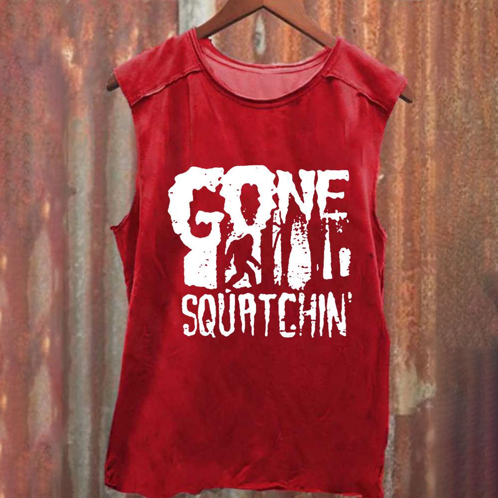 Unisex Vintage Washed Gone Squatching Funny Big Foot Tank Top