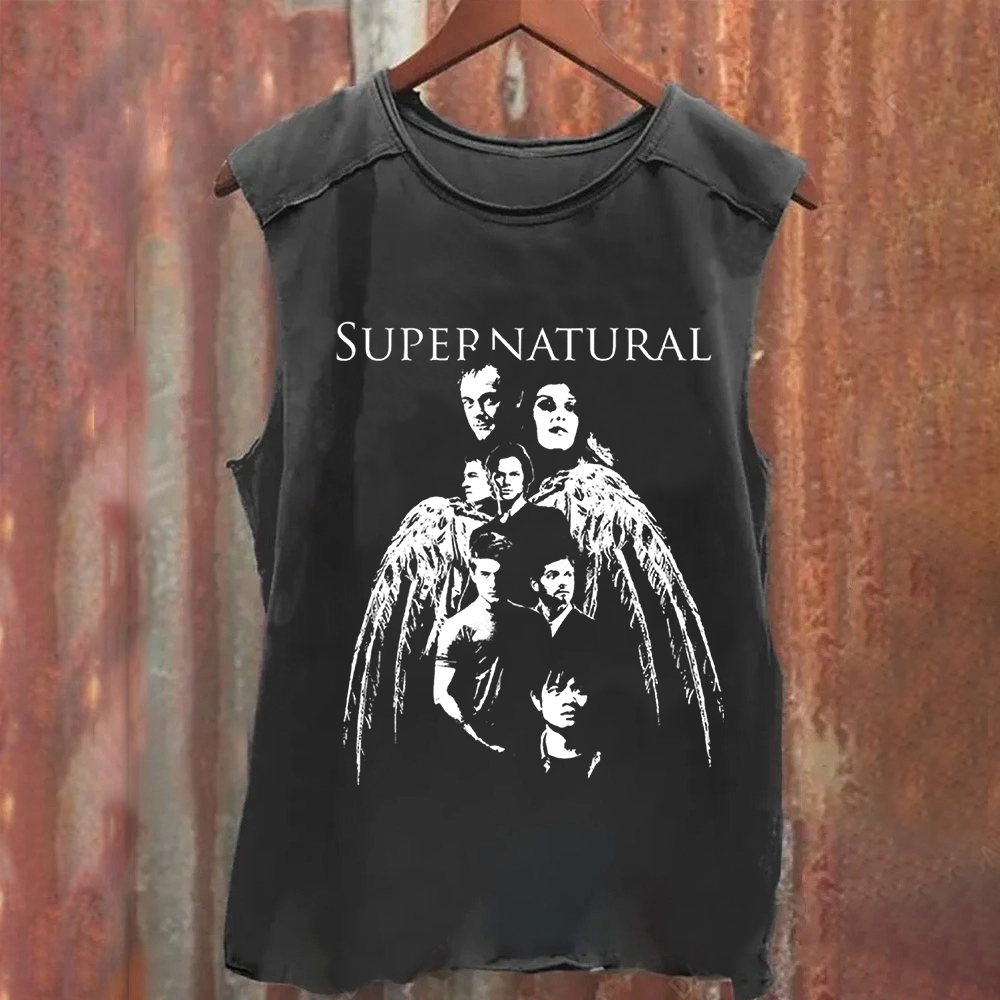 Unisex Vintage Washed Supernatural TV Series Tank Top