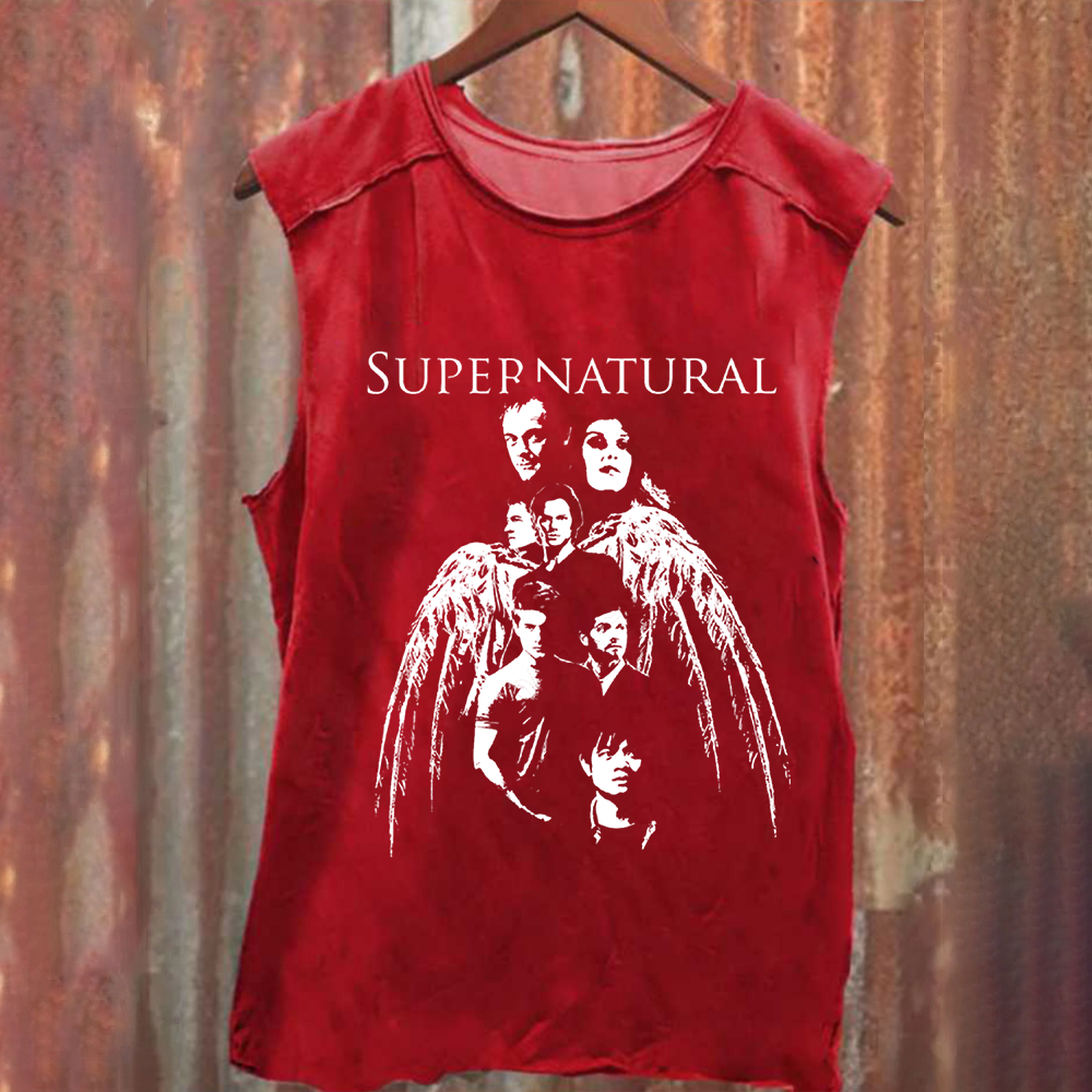 Unisex Vintage Washed Supernatural TV Series Tank Top
