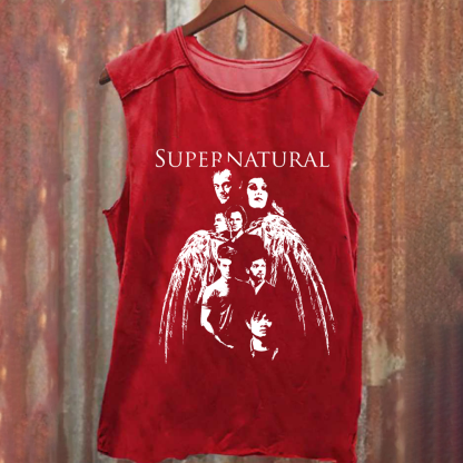 Unisex Vintage Washed Supernatural TV Series Tank Top