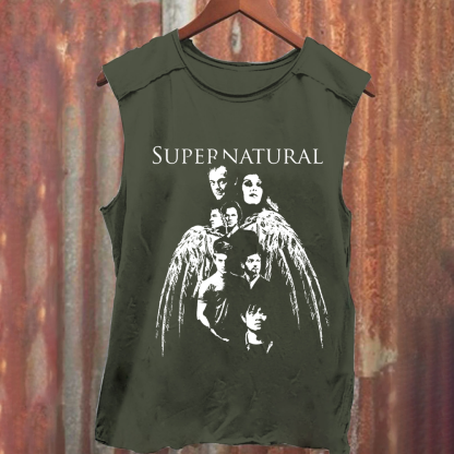 Unisex Vintage Washed Supernatural TV Series Tank Top