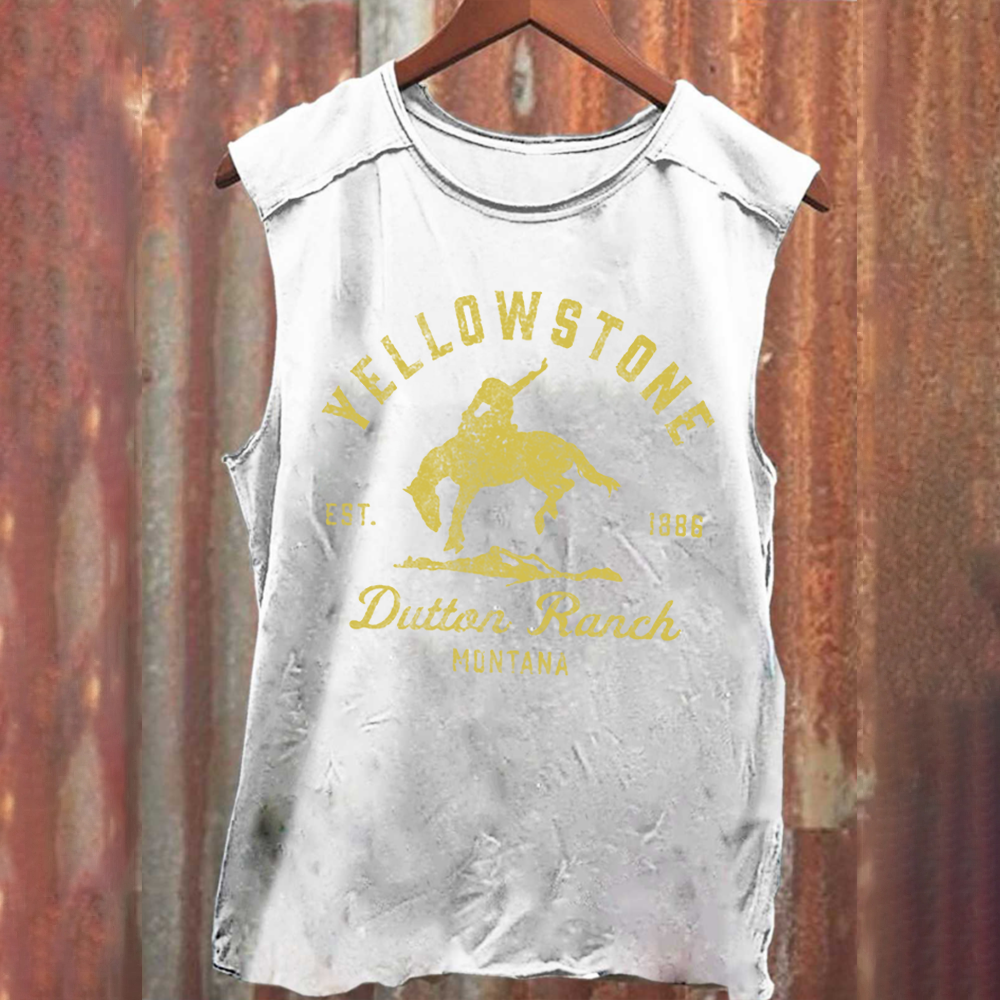 Unisex Vintage Washed Yellowstone Dutton Ranch Tank Top