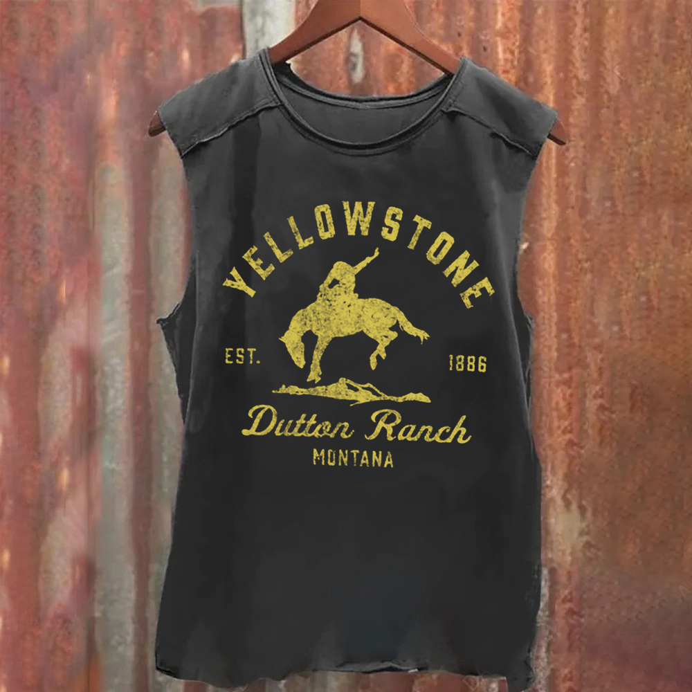 Unisex Vintage Washed Yellowstone Dutton Ranch Tank Top