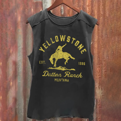 Unisex Vintage Washed Yellowstone Dutton Ranch Tank Top