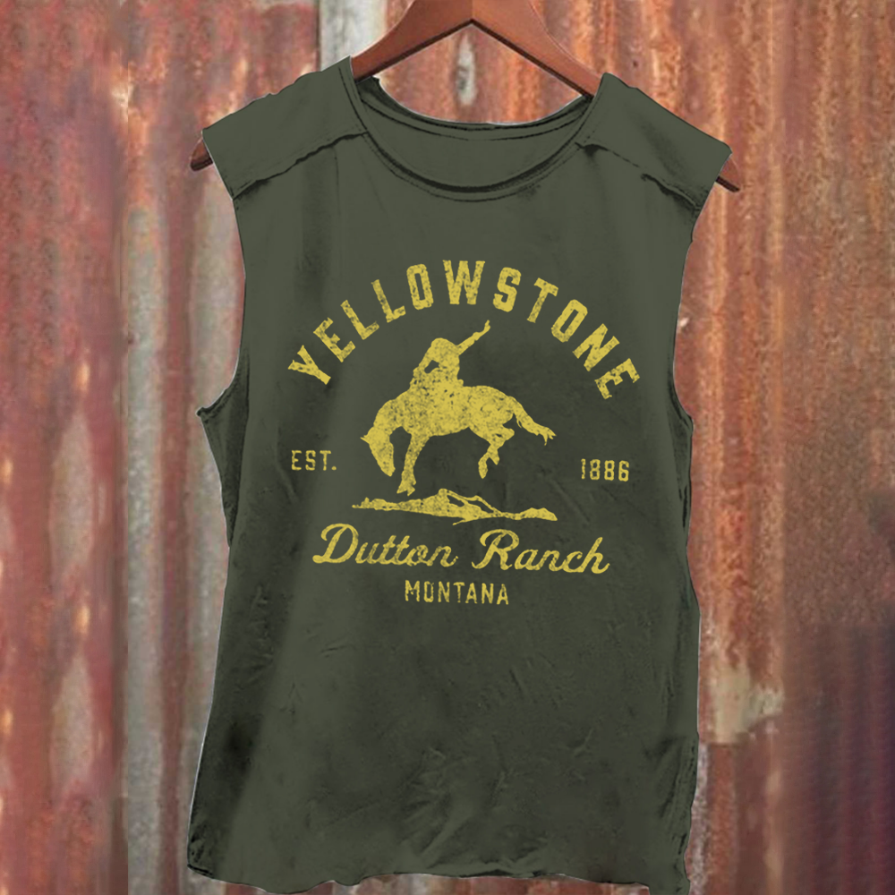Unisex Vintage Washed Yellowstone Dutton Ranch Tank Top