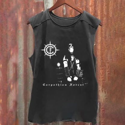 Unisex Vintage Washed Carpathian Forest Band Tank Top