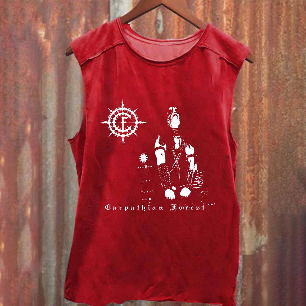 Unisex Vintage Washed Carpathian Forest Band Tank Top