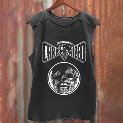 Unisex Vintage Washed  Carbonized Band Tank Top