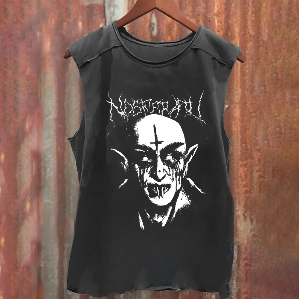 Unisex Vintage Washed Black Metal Nosferatu Movie  Tank Top