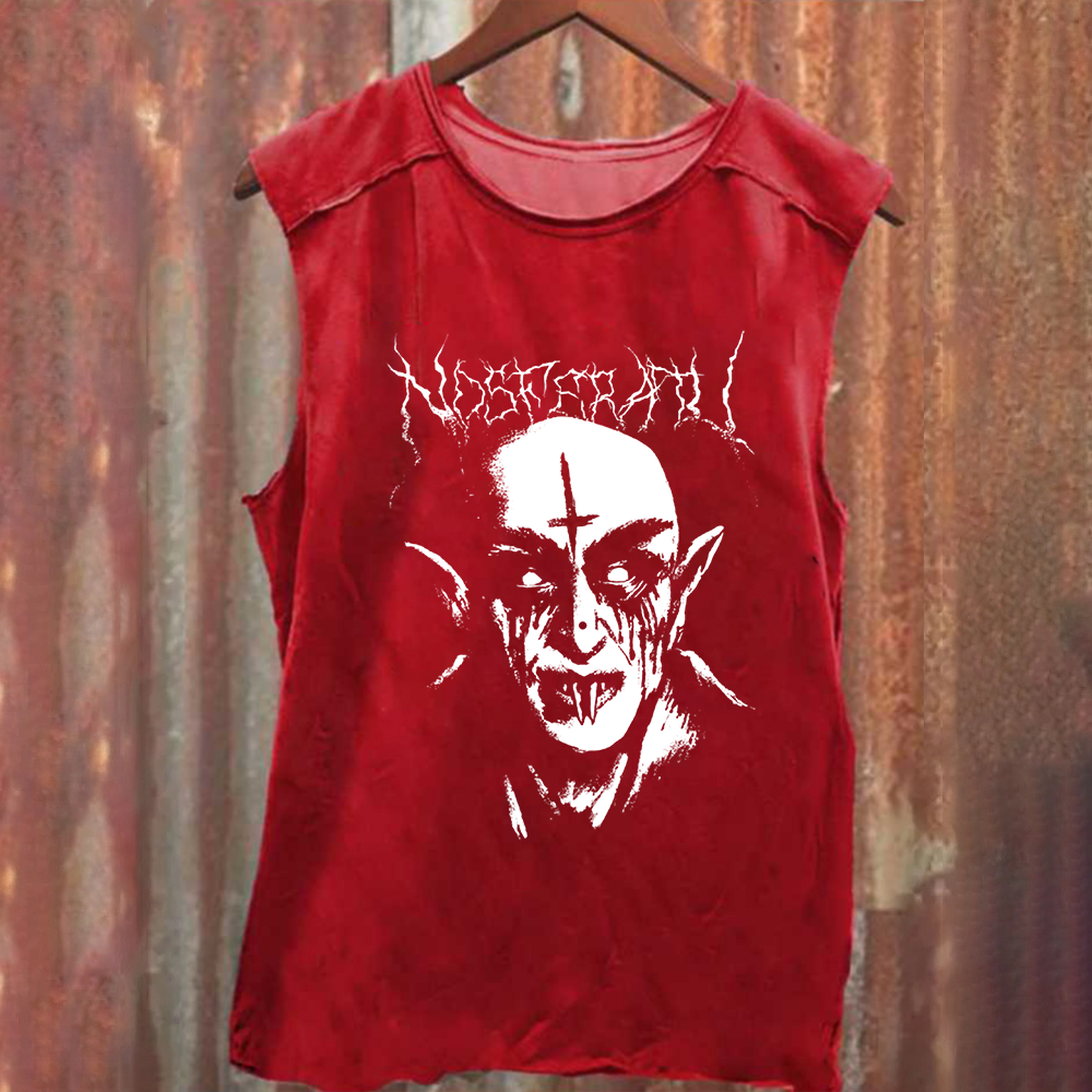 Unisex Vintage Washed Black Metal Nosferatu Movie  Tank Top