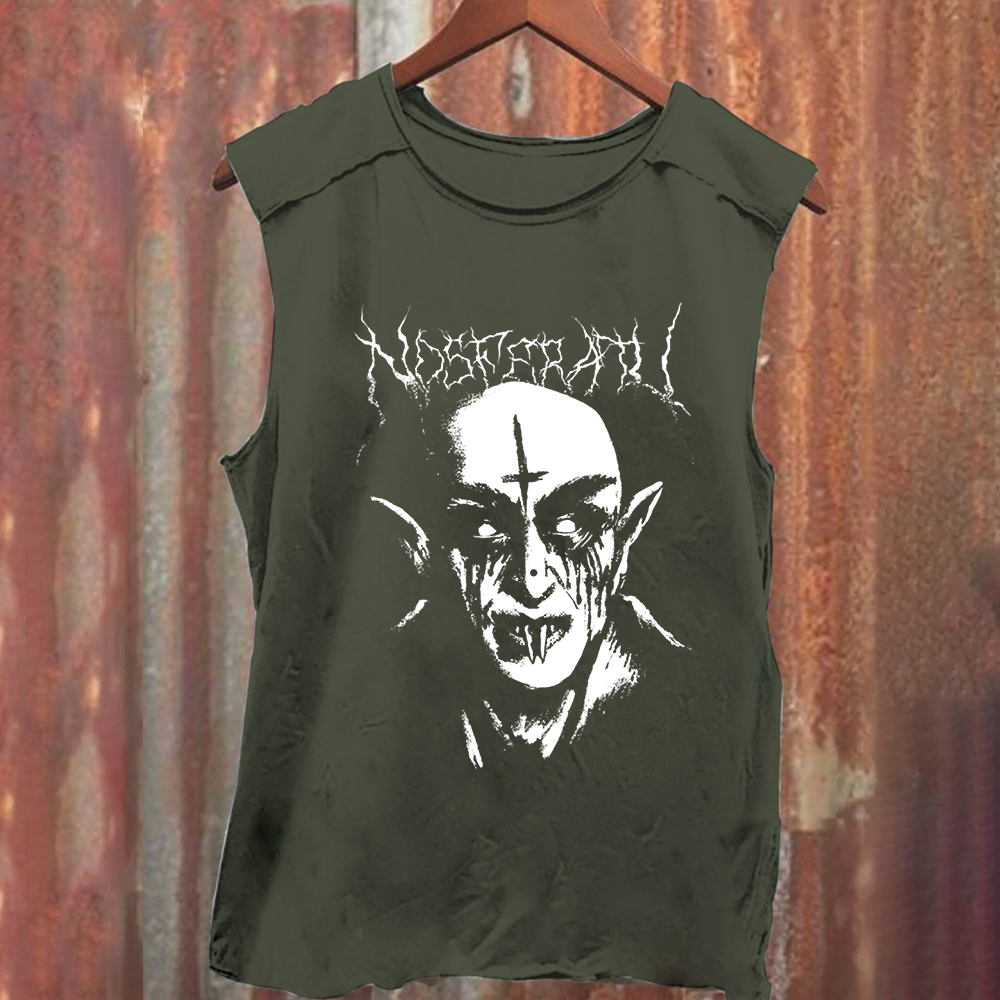 Unisex Vintage Washed Black Metal Nosferatu Movie  Tank Top
