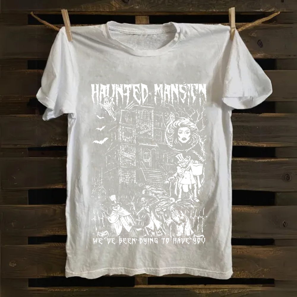 Unisex Vintage  Haunted Mansion Horror Movie Cotton T-Shirt