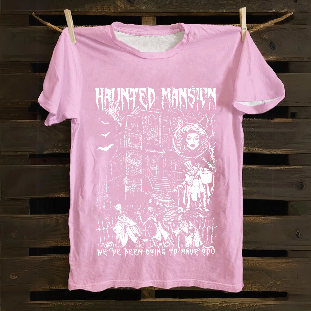 Unisex Vintage  Haunted Mansion Horror Movie Cotton T-Shirt