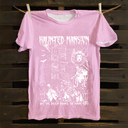 Unisex Vintage  Haunted Mansion Horror Movie Cotton T-Shirt