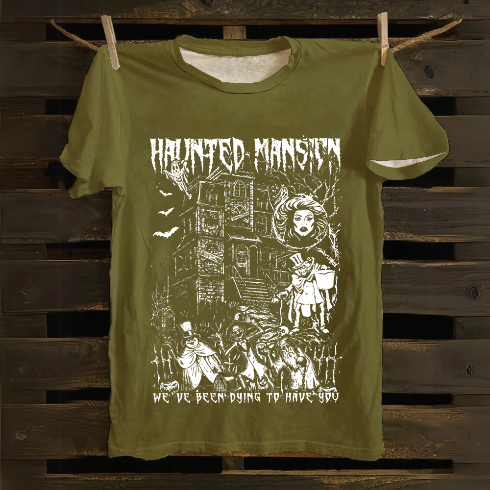 Unisex Vintage  Haunted Mansion Horror Movie Cotton T-Shirt