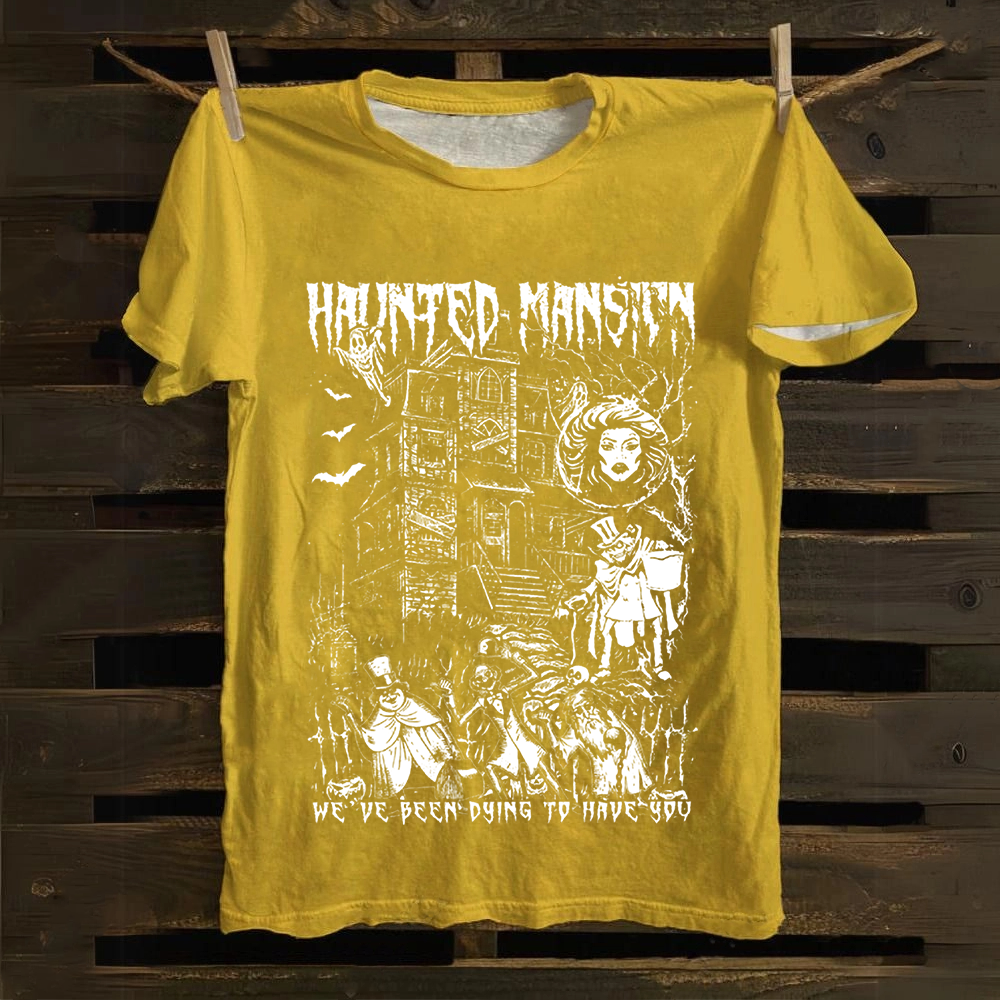 Unisex Vintage  Haunted Mansion Horror Movie Cotton T-Shirt