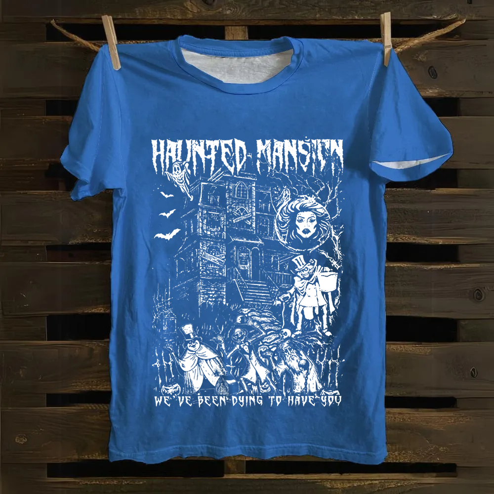 Unisex Vintage  Haunted Mansion Horror Movie Cotton T-Shirt